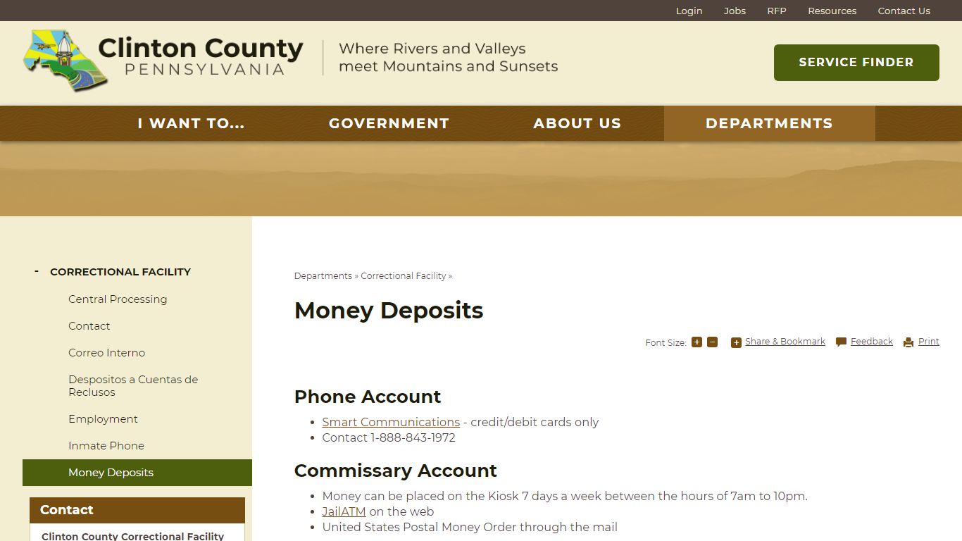 Money Deposits | Clinton County, PA